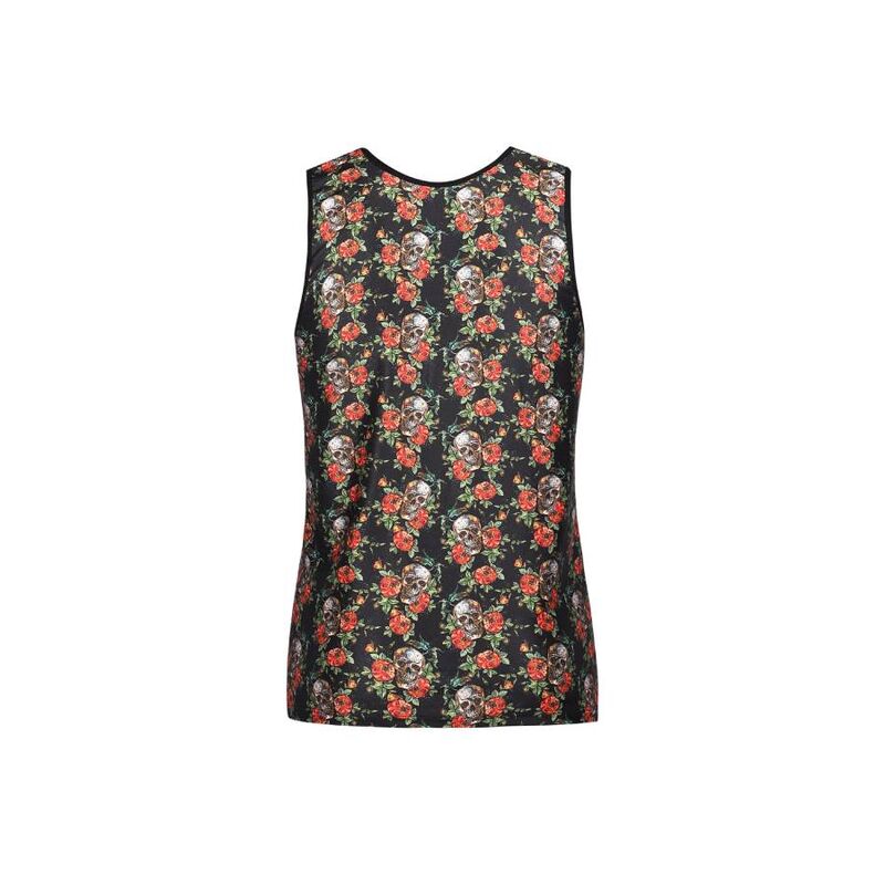 Anais Men - Roses &amp; Skulls Print Power Top, Size S