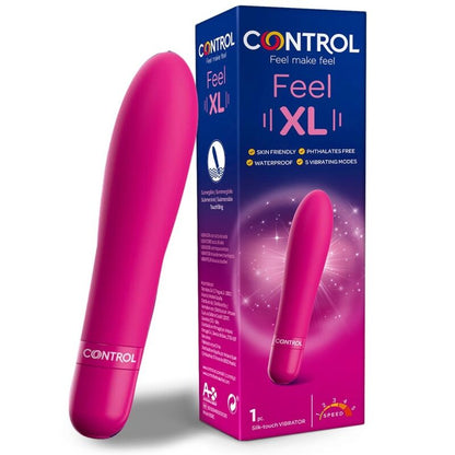 Control - Feel XL Vaginal Vibrator with 5 Speeds, Soft Silicone, 16 cm x 3.5 cm