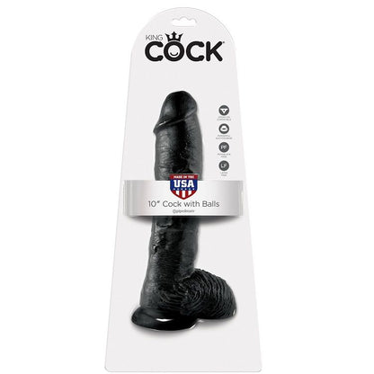 King Cock- Penis De 10" Negru Cu Bile 25.4 Cm