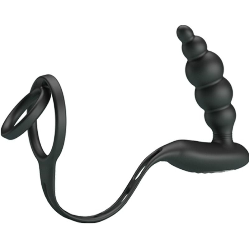 Pretty Love Bottom - Penis Rings and Vibrating Plugs, Memory Function, 12 Vibration Modes, USB Charger, Material: Silicone, Waterproof, Textile Bag Included