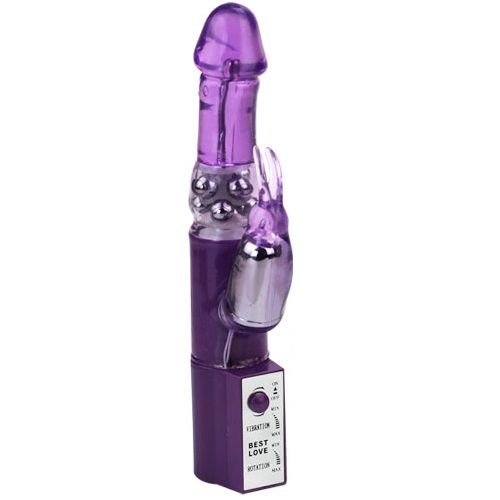 Baile Rotations - Hot Lady Rabbit Purple Rabbit Pearl with Multi-Speed ​​Vibration and Rotation, Metal Beads, Works with 3 AA Batteries, Material TPR / ABS, Dimensions: 24 cm x 3.6 cm, Color Purple