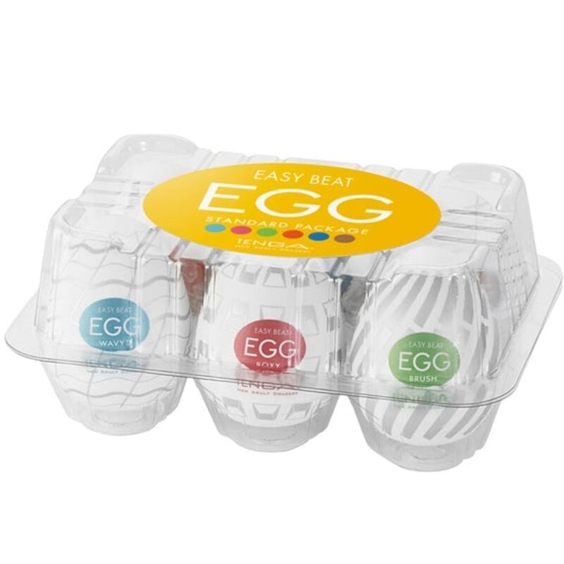 Tenga - Tenga Easy Beat Pack with 6 Stroker Eggs, Set Includes WAVY II, BOXY, BRUSH, TORNADO, SPHERE, SILKY 2