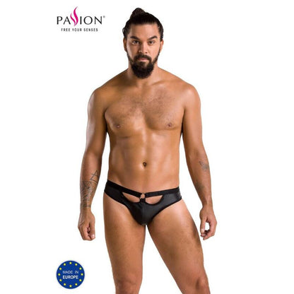 Passion Men - 041 Slip Open Joe Black L/XL Stylish Polyurethane and Polyester Briefs Made in EU