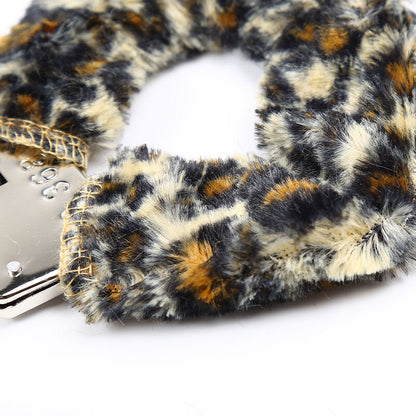 Ohmama Fetish - Tiger Pattern Velvet Wrist Cuffs with Metal Elements, Composition: 50% Polyester / 50% Iron