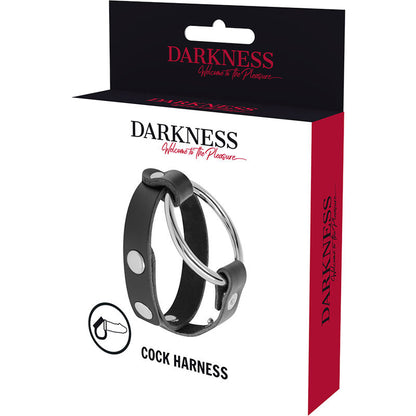 Darkness Bondage - Bdsm Penis and Testicle Ring, Adjustable, Color Black