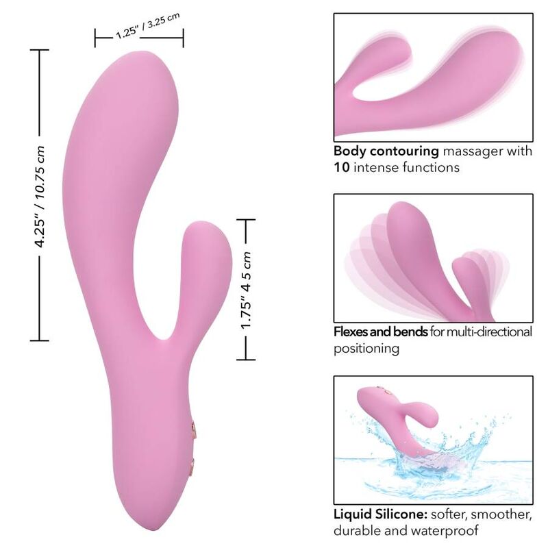 California Exotics Contour Zoie Pink - Double Liquid Silicone Vibrator with 10 Functions