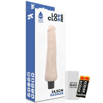 Loveclone - Realistic Self-Lubricating Vibrator, Soft Material, 24.5 x 5.9 cm, Water Resistant