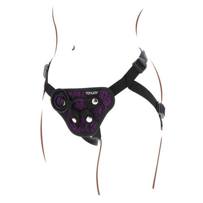 Get Real - Strap-On Lace Harness Purple, Comfortable and Adjustable, With 3 Silicone Rings