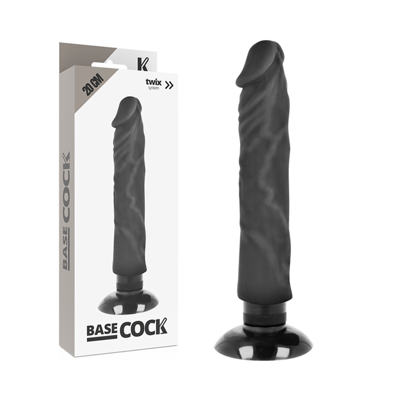 Basecock - Realistic 2-in-1 Vibrator Black, 20 cm