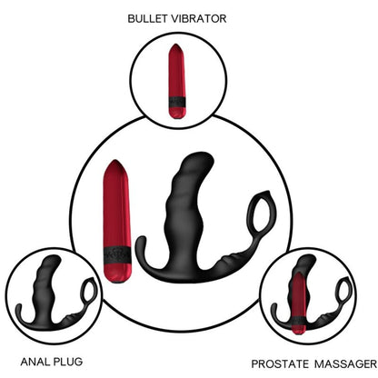 Armony Anal- Knight Vibrator Anal Prostata & Inel Telecomanda Negru