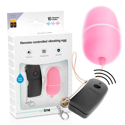 Online - Pink Remote Control Vibrator Egg, 10 Vibration Modes, Waterproof, Body Safe Materials