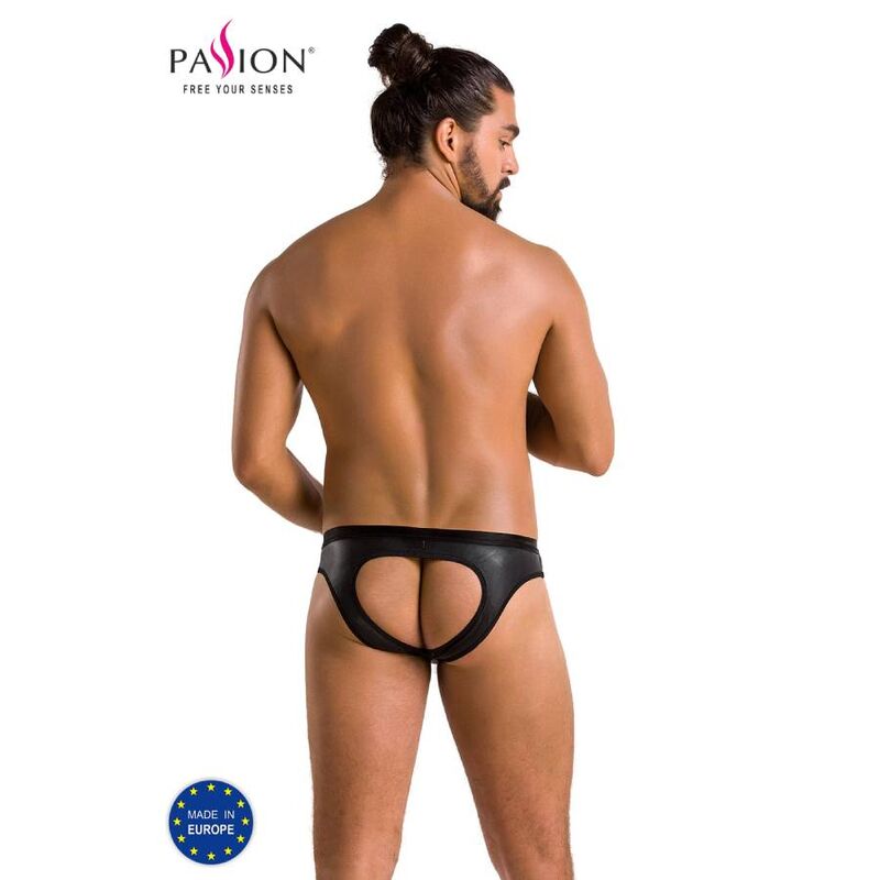 Passion Men - 041 Slip Open Joe Black L/XL Stylish Polyurethane and Polyester Briefs Made in EU