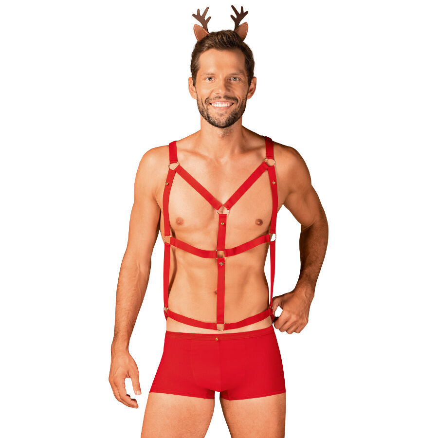 Obsessive Xmas - Mr. Reindy Set Harness, Panties and Reindeer Ears, L/XL