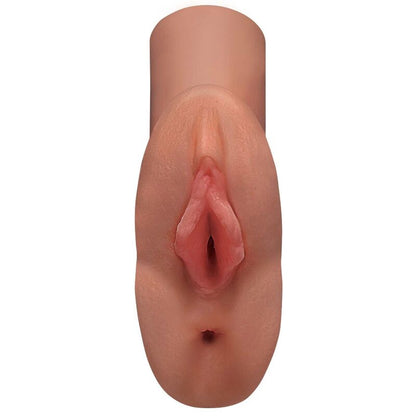 Pdx Plus+ Pussy Perfect Pussy Double Stroker - Caramelized Skin Color, Dimensions: 14.2 x 4.6 cm, Diameter: Over 7.6 cm, Insertion Length: Anal - 11.4 cm, Vagina - 10.2 cm, Material: Fanta Flesh