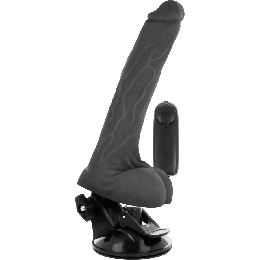 Basecock - Realistic Black Vibrator With Remote Control And Testicles 20 cm