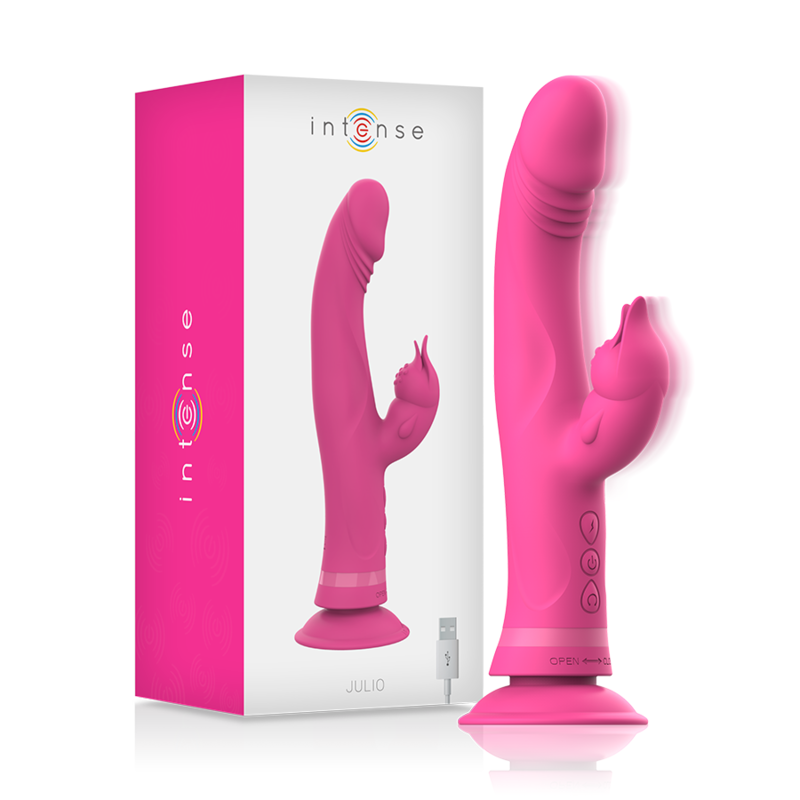 Intense Fun - Rabbit Silicone Pink Vibrator, Water Resistant, Rechargeable, 3 Motors, Dimensions: 11 cm x 3.7 cm, 30 Vibration Modes, Soft Silicone, IPX8