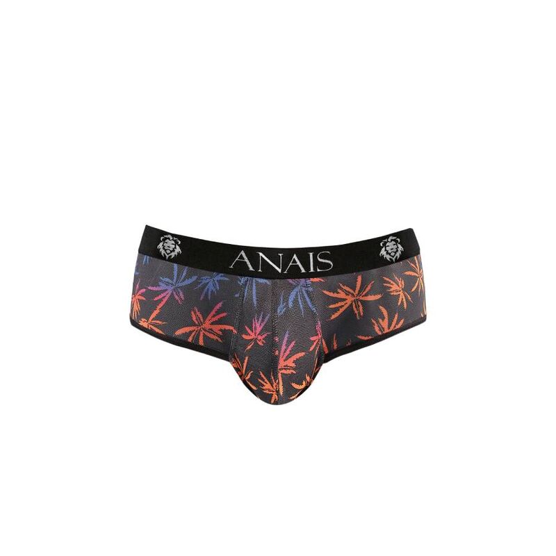 Anais Men - Chill Jock Bikini XL - Open Buttock Bikini Briefs, Black Tulle, Holiday Palms, XL