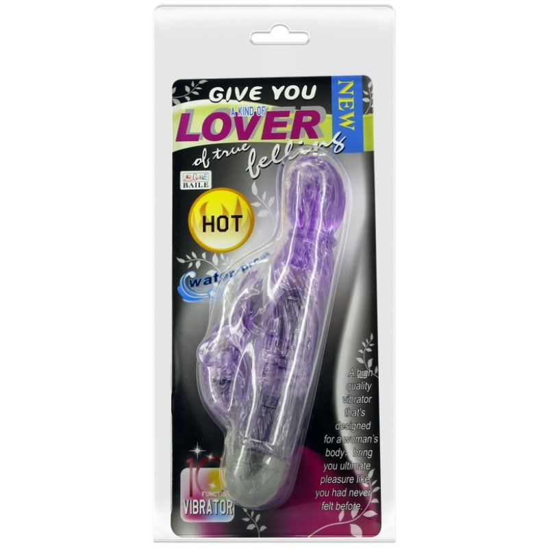 Baile Vibrators - Rabbit Vibrator With 10 Vibration Modes, Water Resistant, Material: TPR, Batteries: 2AAA, Measurements: See Picture, Recommended with Lubricant