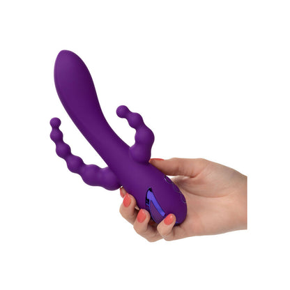 California Exotics - Long Beach Bootylicious Triple Action Vibrator - Waterproof &amp; Rechargeable, Body Safe Silicone, Purple