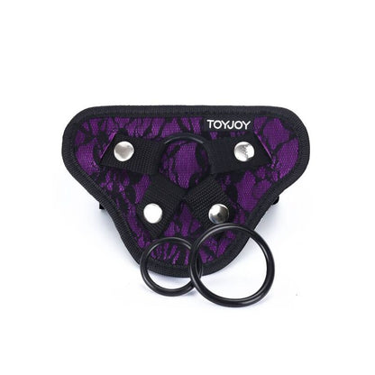 Get Real - Strap-On Lace Harness Purple, Comfortable and Adjustable, With 3 Silicone Rings