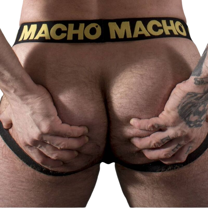 Macho Underwear - Mx25Ac Yellow Leather Jock L, Sensual Elastic Faux Leather Jockstrap, FETISH Collection