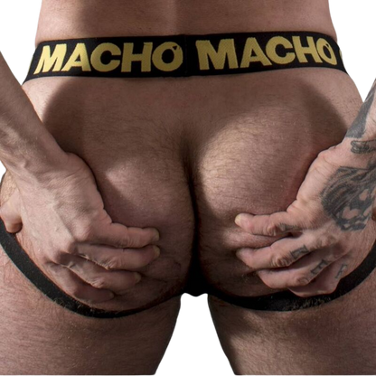 Macho Underwear - Mx25Ac Yellow Leather Jock L, Sensual Elastic Faux Leather Jockstrap, FETISH Collection