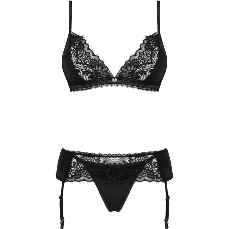 Obsessive Sets - Maderris Sexy Lingerie Set 3 Pieces Bra, Thong and Garter XS/S