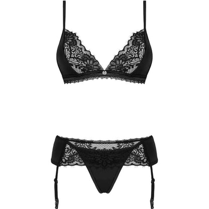 Obsessive Sets - Maderris Sexy Lingerie Set 3 Pieces Bra, Thong and Garter XS/S