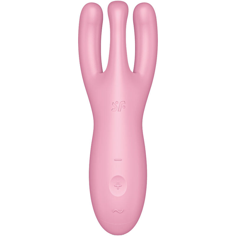 Satisfyer Threesome 4 Clitoris Vibrator with 3 Powerful Motors, 12 Programs, Satisfyer Connect App - Pink, Waterproof, Soft Silicone