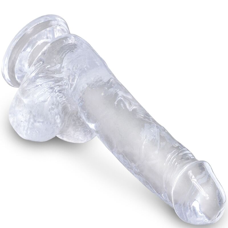 King Cock- Penis Realist Transparent Cu Bile 13,5 Cm Transparent