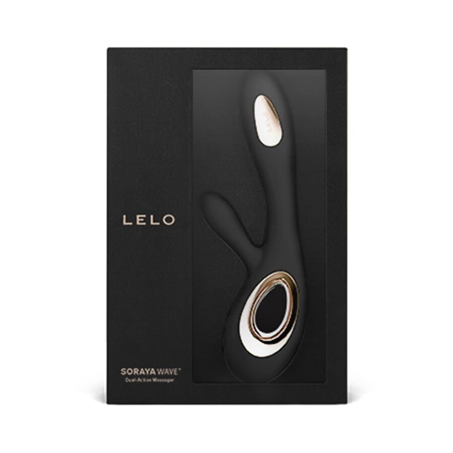 Lelo Soraya Waves Rabbit Vibrator Deep Black - Dual Clitoris and G Spot Stimulation, WaveMotion Technology, Soft Silicone, Rechargeable, Dimensions and Features