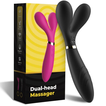 Armony Massagers- Y Wand Massager & Vibrator Cap Dublu Negru