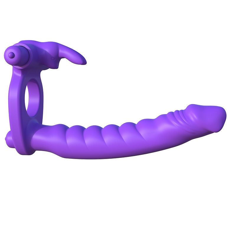 Fantasy C-Ringz - Silicone Double Vibrator Rabbit with Double Penetration