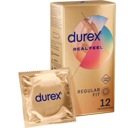 Durex - Real Feel 12 Units - Condoms Without Latex, Natural Sensation of Skin-to-Skin Contact