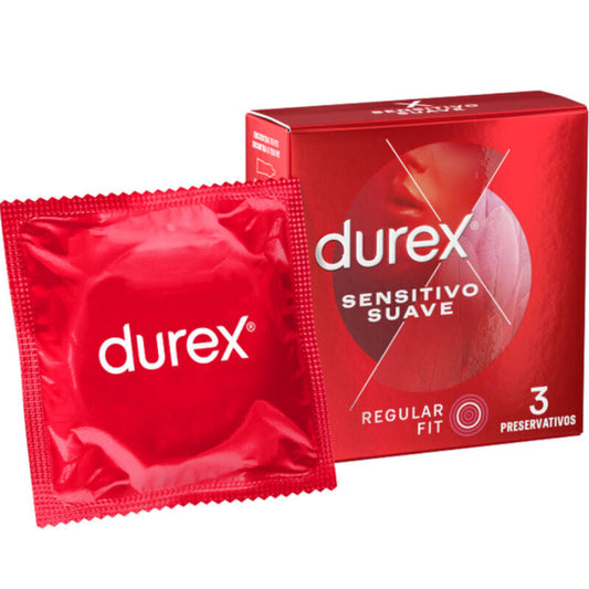 Durex - Soft And Sensitive 3 Units - Thin and Sensitive Condoms, Nominal Width 56 mm