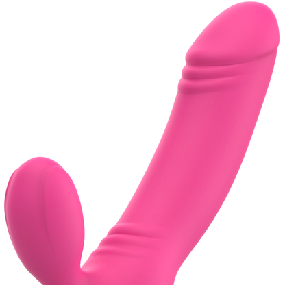 Ohmama - Bix Vibrator With Double Stimulation Xmas Edition Pink, Silicone Material, 1 Speed, 163 x 58mm, Submersible, Requires LR44 Batteries, Hygienic Bag 180°