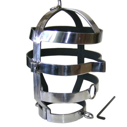 Metal Hard - Metalhard Mask With Stainless Steel Collar, Head Cage With Mouth Hole