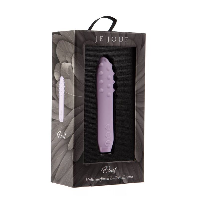 Je Joue - Duet Bullet Lilac, Compact Vibrator with Multiple Surfaces, 5 Speeds and 7 Patterns, Waterproof, USB Rechargeable, Dimensions: 115mm x 28.5mm x 28.5mm