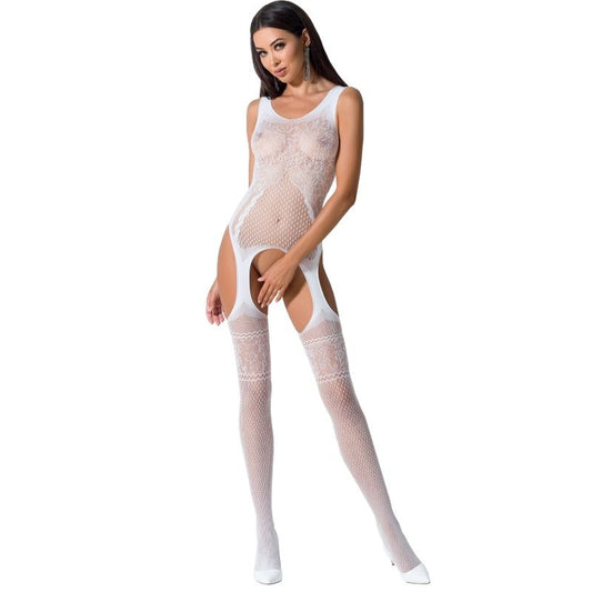 Passion Woman Bodystockings - White Bodystocking Model BS061, Sexy Lace and See-through, Open Crotch, One Size