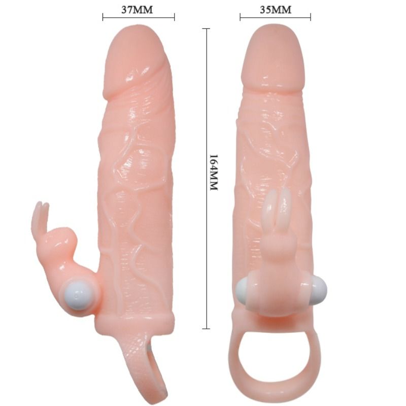 Baile For Him - Brave Man Cock Cover With Rabbit And Dual Motor 16.5cm, Realistic Penis Cover With Dual Clitoris Stimulation