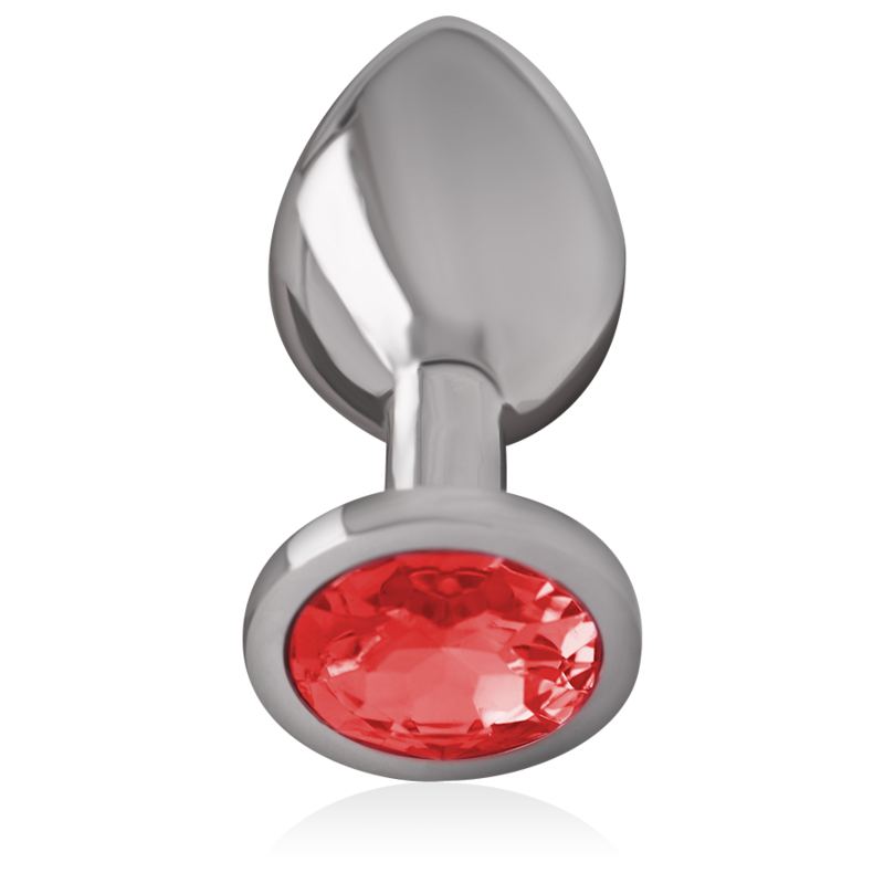 Intense Anal Toys - Metal Anal Plug With Diamond Jewel, Size S, Red Glass