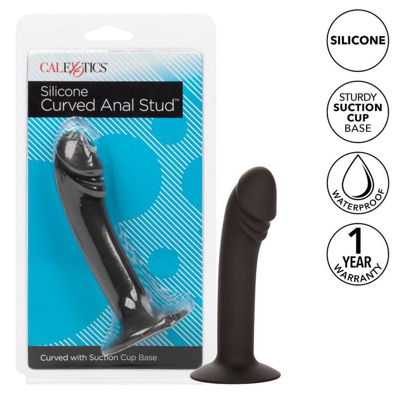 California Exotics - Silicone Curved Anal Probe with Suction Cup, Body Safe Material