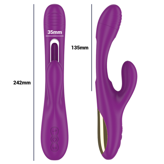 Intense Fun - APOLO Rechargeable Multifunctional Vibrator, 3 Motors, Clitoral, Purple, 24.2 cm