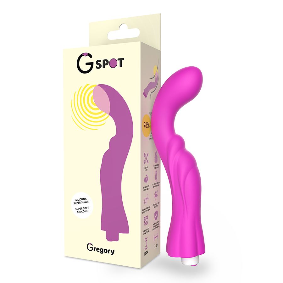 G-Spot - Gregory Rechargeable G-Spot Vibrator, 10 Vibration Modes, Medical Silicone, Purple, Dimensions: 200x50mm