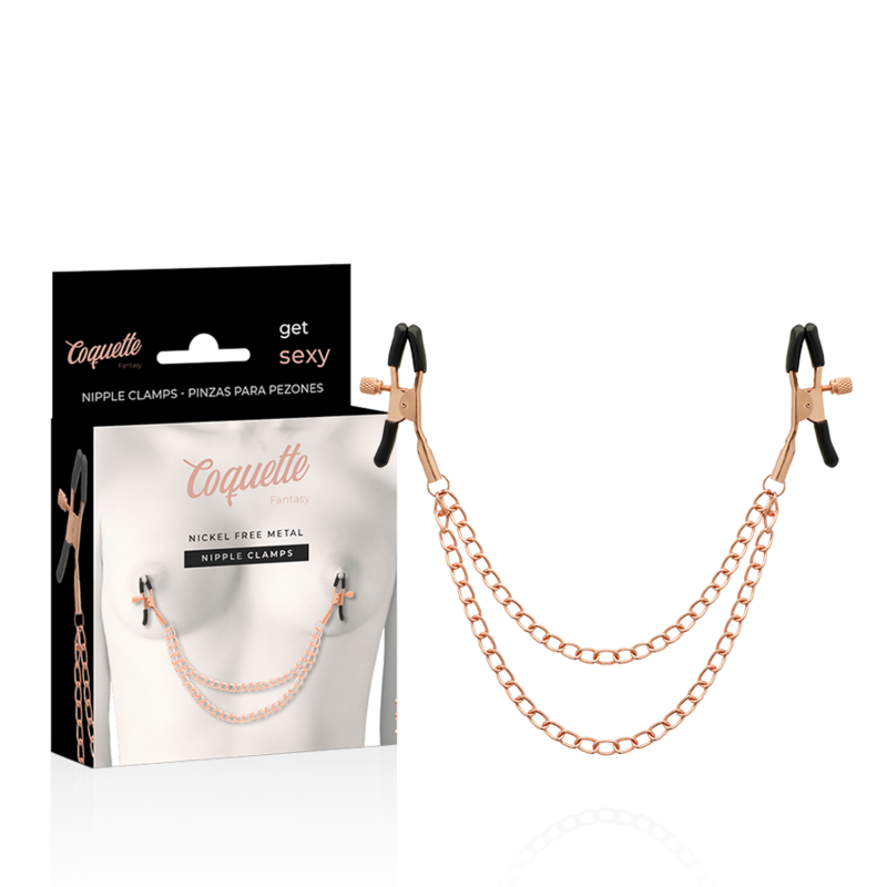 Coquette Chic Desire - Metal Nipple Clamps with Chain - BDSM Fantasy