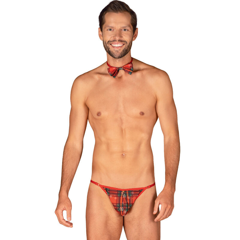 Obsessive Xmas - Ms Merrilo Thong and Bow Tie Set, Christmas Motif, One Size