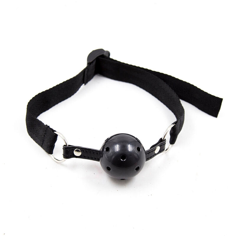 Ohmama Fetish - Nylon Strip Gag with Ball, Adjustable Strap, Ball Diameter 4.5 cm, Phthalates Free