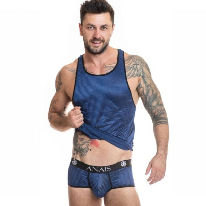 Anais Men's - Navy Top S, Black Tulle With Satin Stripes, Various Sizes Available