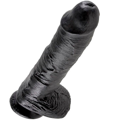 King Cock- Penis De 10" Negru Cu Bile 25.4 Cm