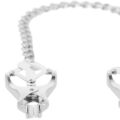 Darkness Bondage - Metal Nipple Clamps With Chain, Set Of Two